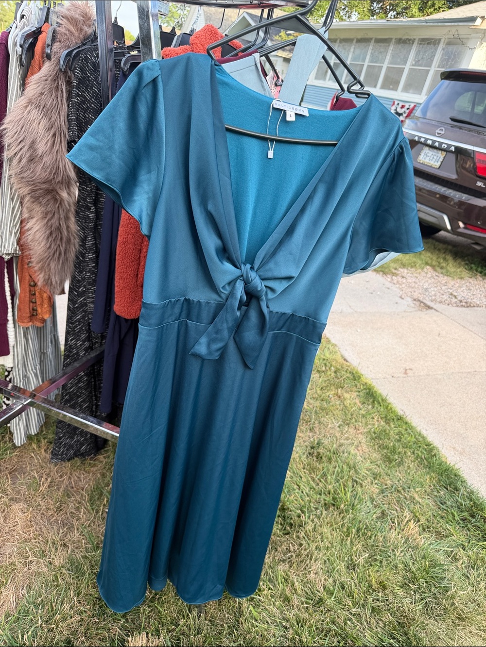 Baltic Born Teal Tie-Front Midi Dress